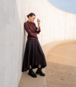 Structured Burgundy Jacket / A line skirt - Image 2